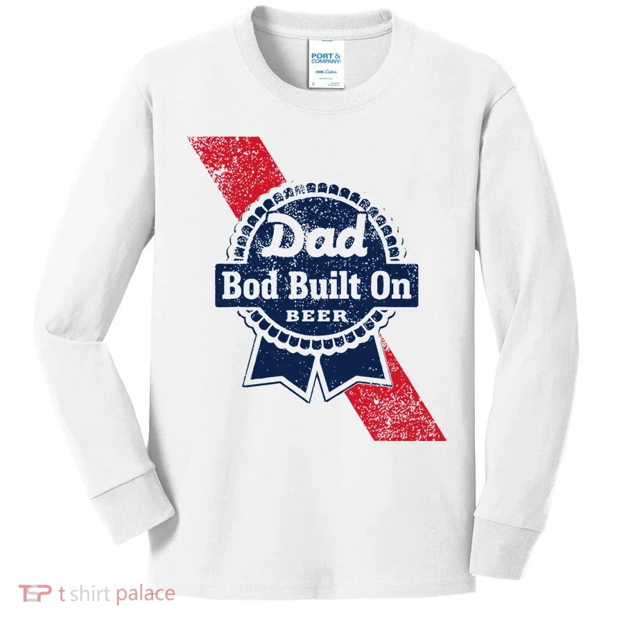 Dad Bod Built On Beer Funny Beer Kids Long Sleeve Shirt