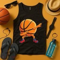 Dabbing Basketball Ball Funny Sports Player Tank Top thumb 4