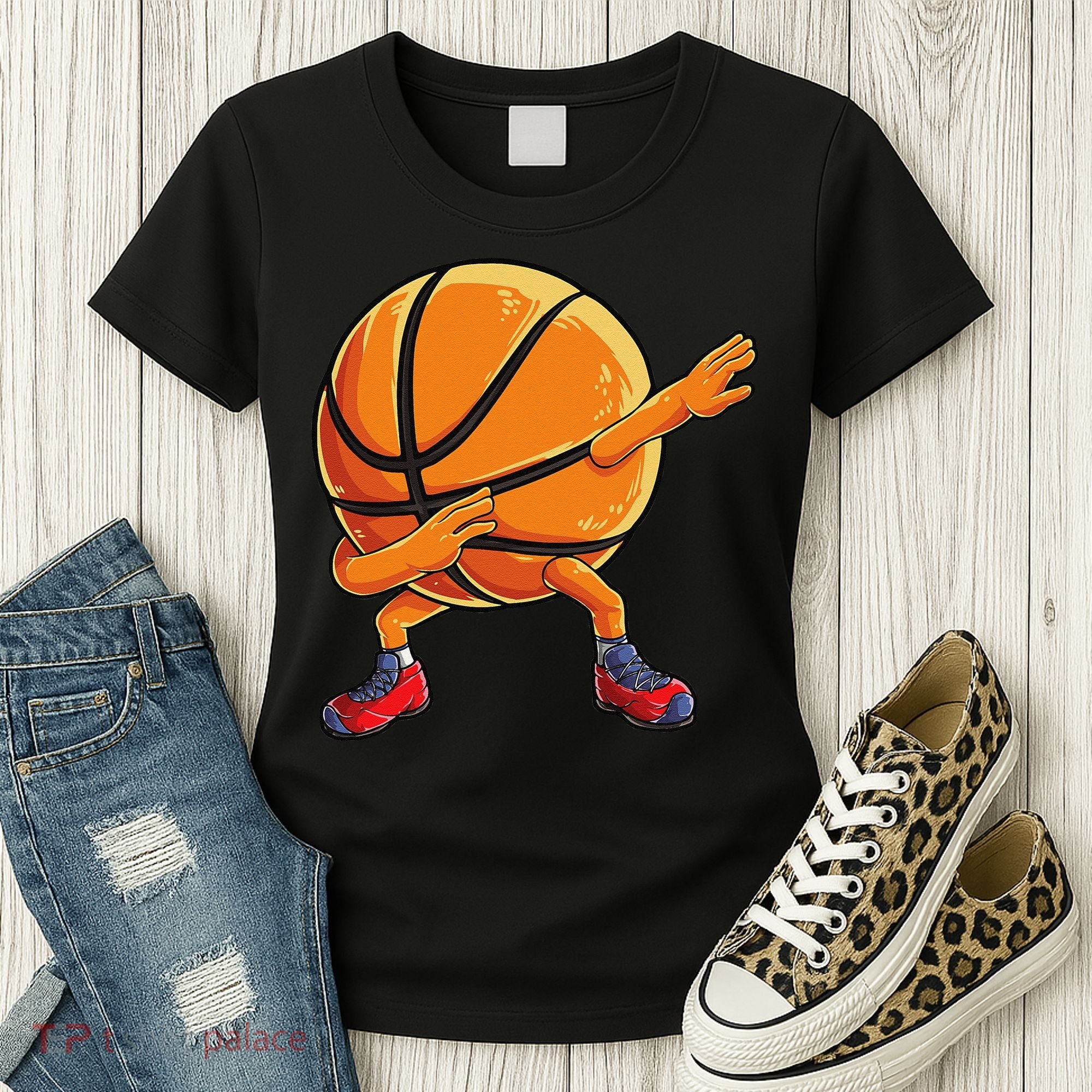 Dabbing Basketball Ball Funny Sports Player Women's T-Shirt