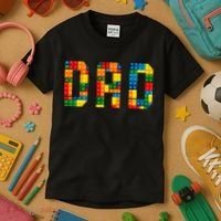 Dad Brick Builder Funny Blocks Master Builder Kids T-Shirt thumb 3