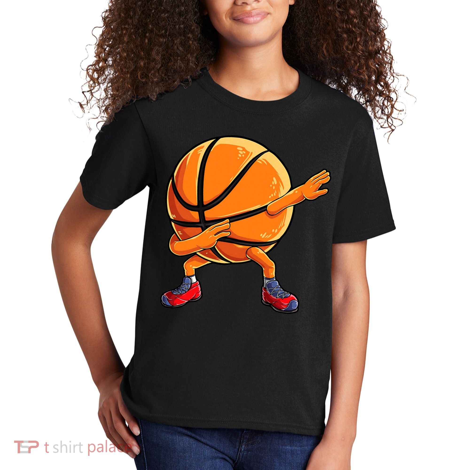 Dabbing Basketball Ball Funny  Sports Player Kids T-Shirt
