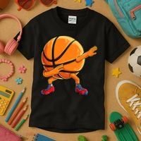 Dabbing Basketball Ball Funny  Sports Player Kids T-Shirt thumb 3