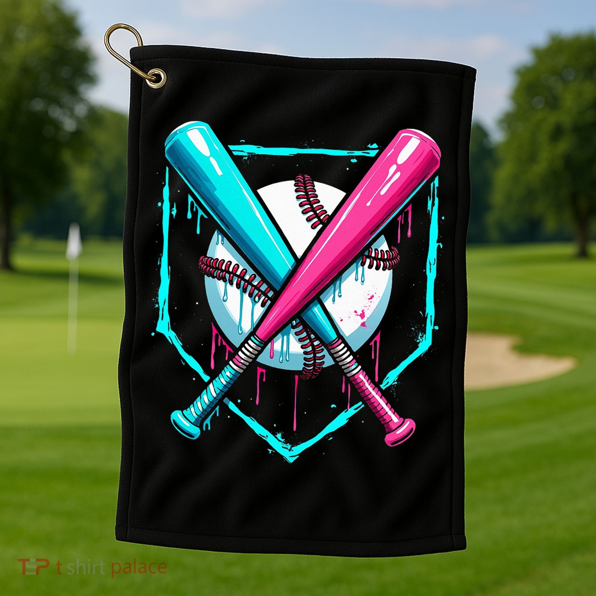 Drip Baseball Bat Baseball Drip Golf Towel