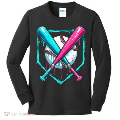 Drip Baseball Bat Baseball Drip Kids Long Sleeve Shirt