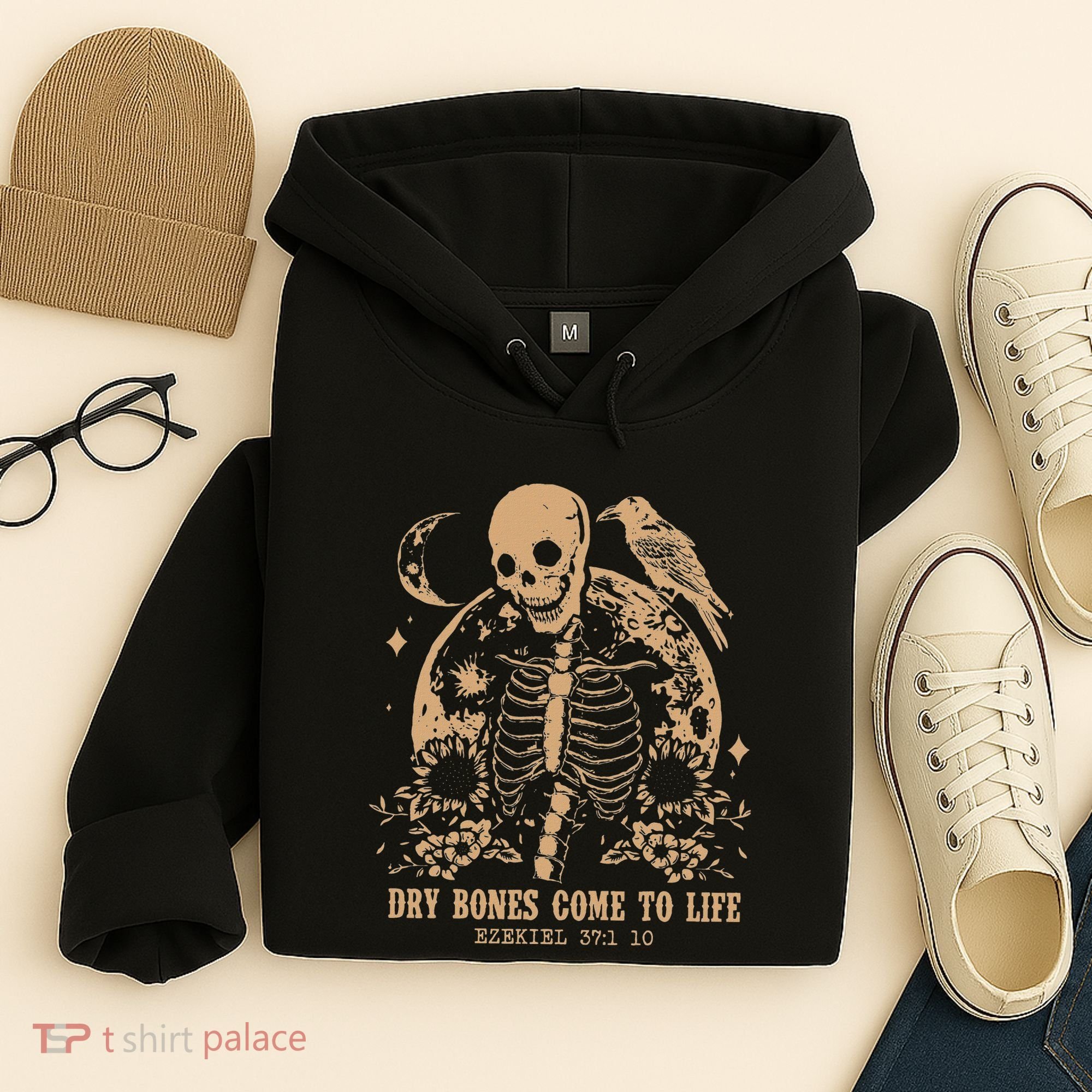 Dry Bones Come To Life Floral Skeleton Hoodie
