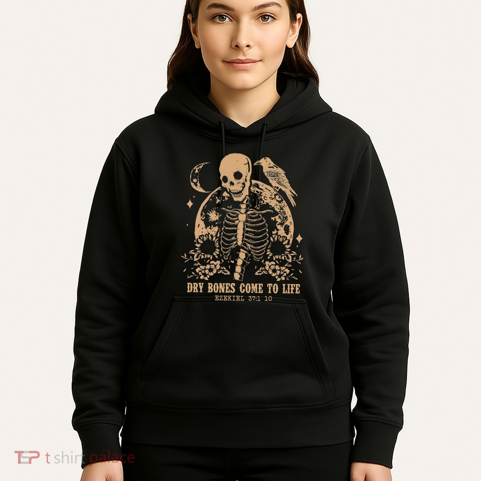 Dry Bones Come To Life Floral Skeleton Hoodie