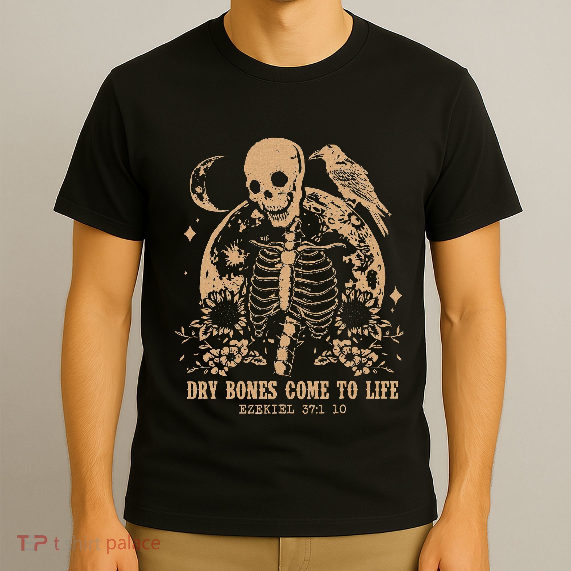 Dry Bones Come To Life Floral Skeleton T-Shirt