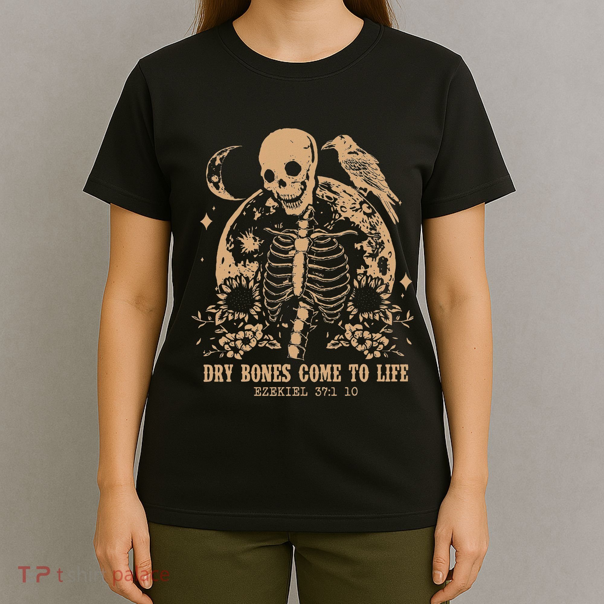 Dry Bones Come To Life Floral Skeleton T-Shirt