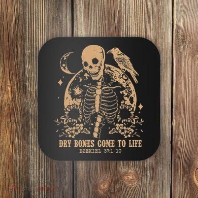 Dry Bones Come To Life Floral Skeleton Coaster