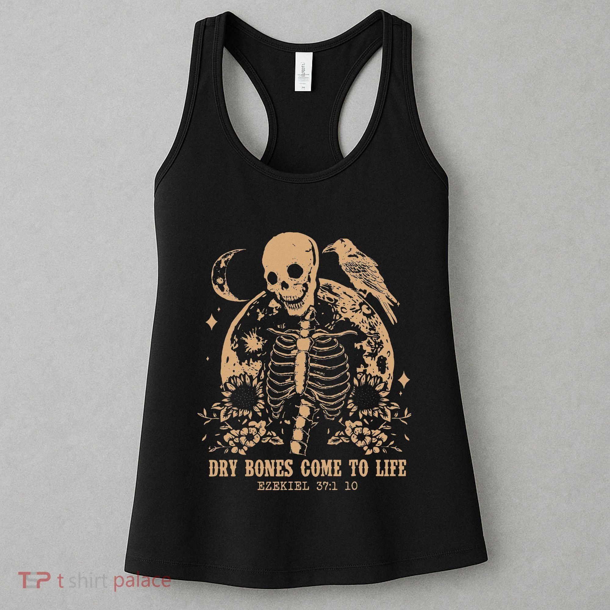 Dry Bones Come To Life Floral Skeleton Women's Tank Top