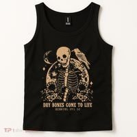 Dry Bones Come To Life Floral Skeleton Tank Top thumb 2