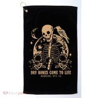 Dry Bones Come To Life Floral Skeleton Golf Towel thumb 0
