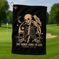 Dry Bones Come To Life Floral Skeleton Golf Towel thumb 1
