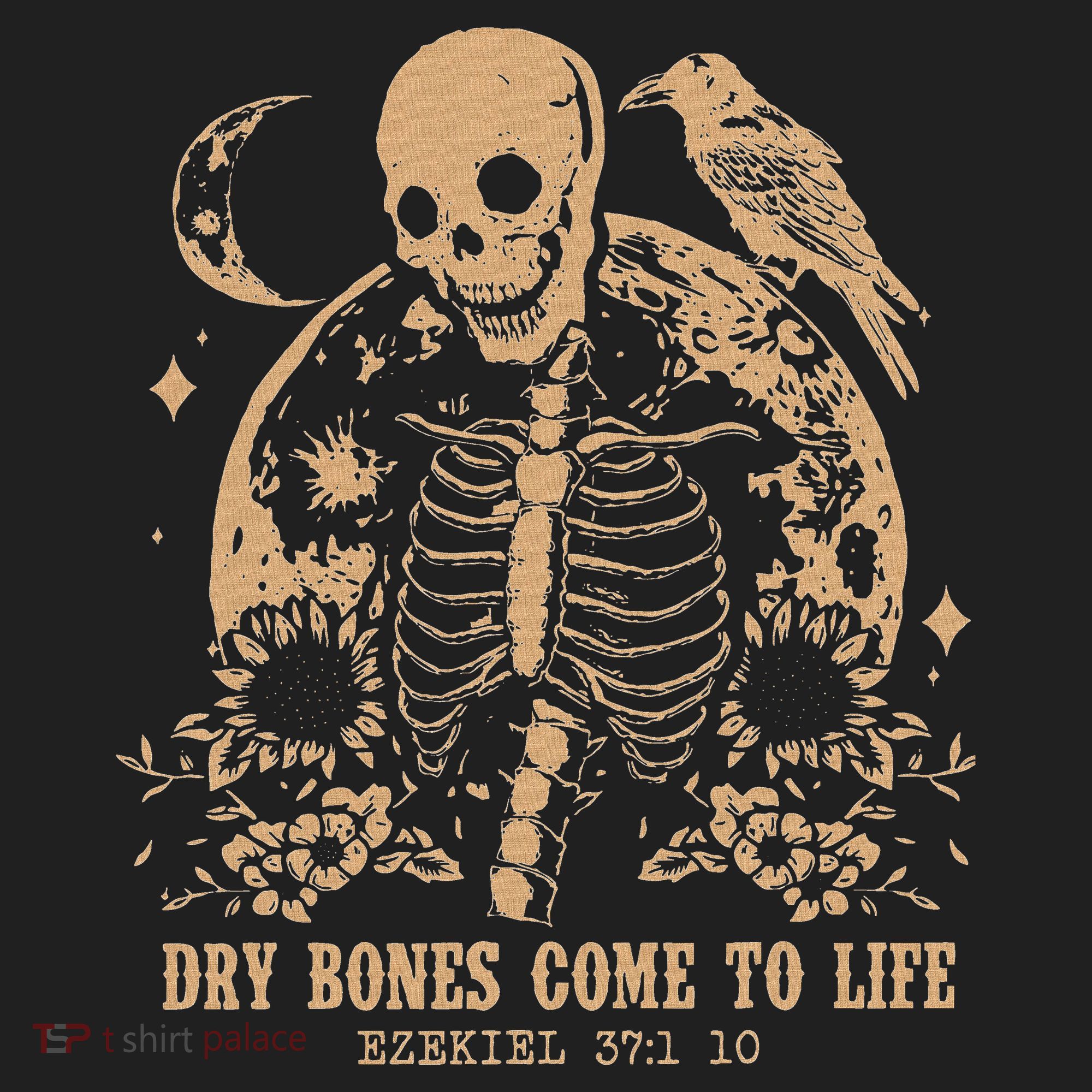 Dry Bones Come To Life Floral Skeleton Golf Towel
