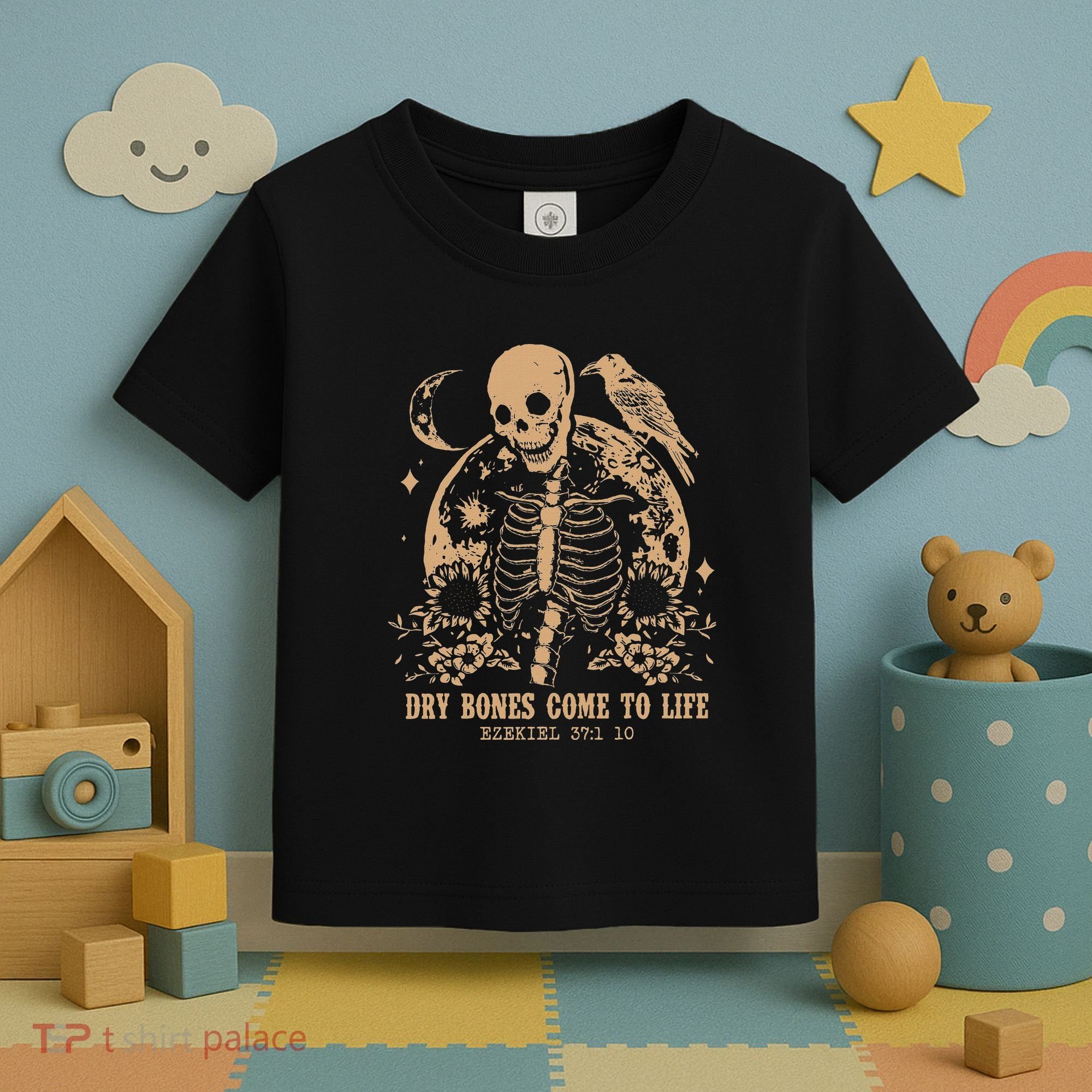 Dry Bones Come To Life Floral Skeleton Toddler T-Shirt