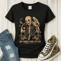 Dry Bones Come To Life Floral Skeleton Women's T-Shirt thumb 3