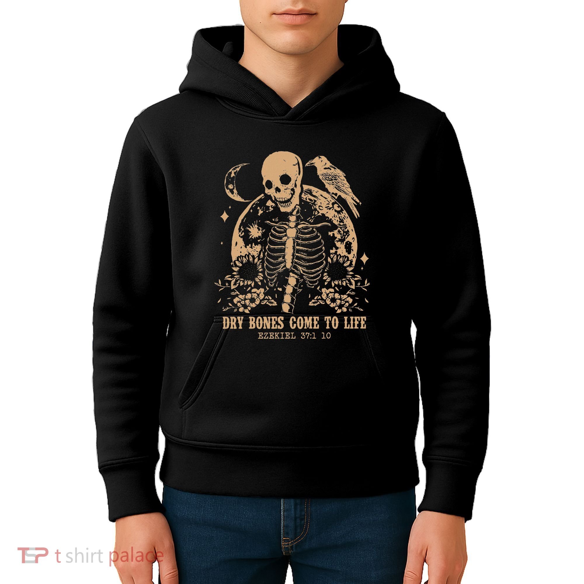 Dry Bones Come To Life Floral Skeleton Kids Hoodie