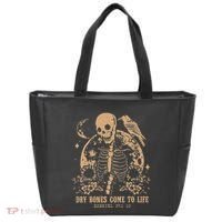 Dry Bones Come To Life Floral Skeleton Tote Bag thumb 0