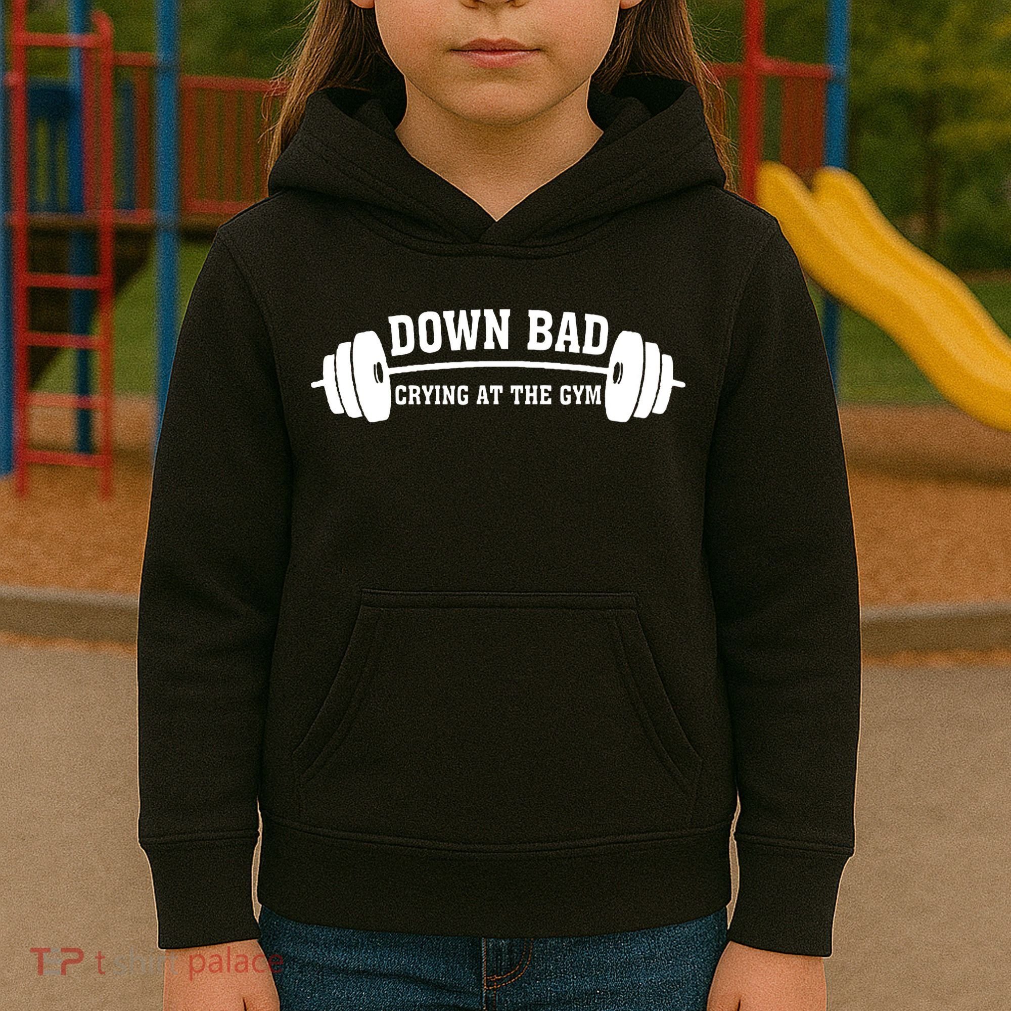 Down Bad Crying At The Gym Kids Hoodie