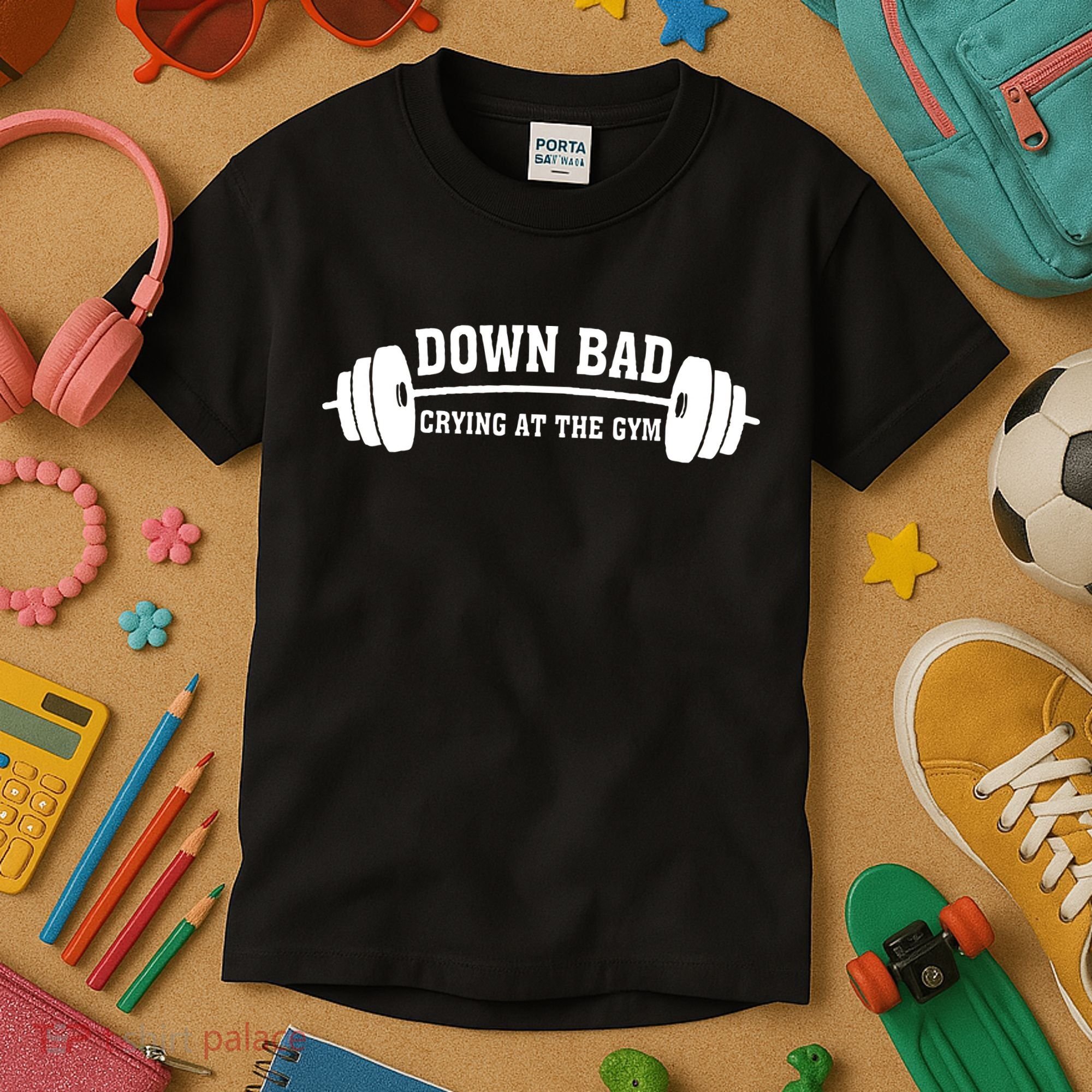 Down Bad Crying At The Gym Kids T-Shirt