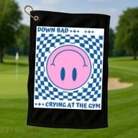 Down Bad Crying At The Gym Gift Golf Towel thumb 1
