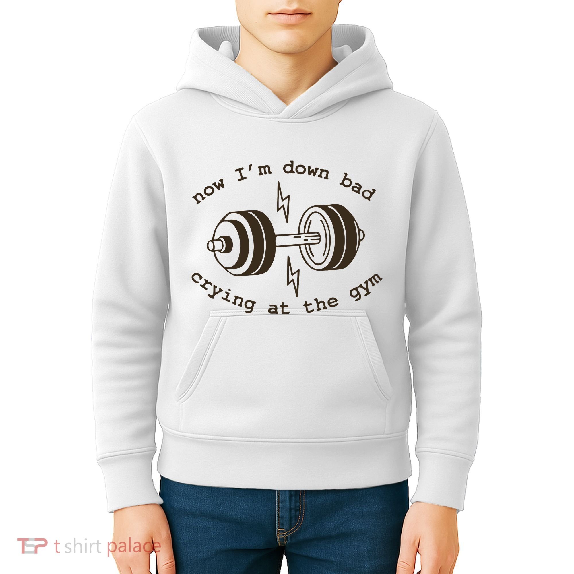Down Bad Crying At The Gym Kids Hoodie
