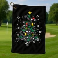 Dirt Bikes Christmas Tree Xmas Pajamas Pjs Motocross Boy Great Gift Golf Towel thumb 1