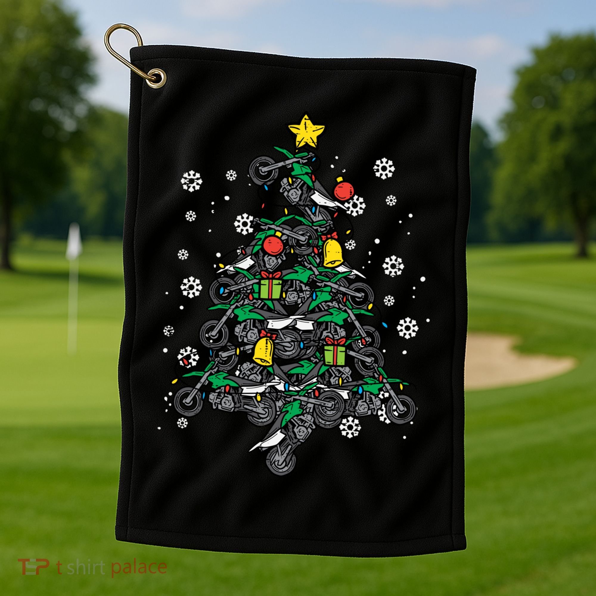 Dirt Bikes Christmas Tree Xmas Pajamas Pjs Motocross Boy Great Gift Golf Towel