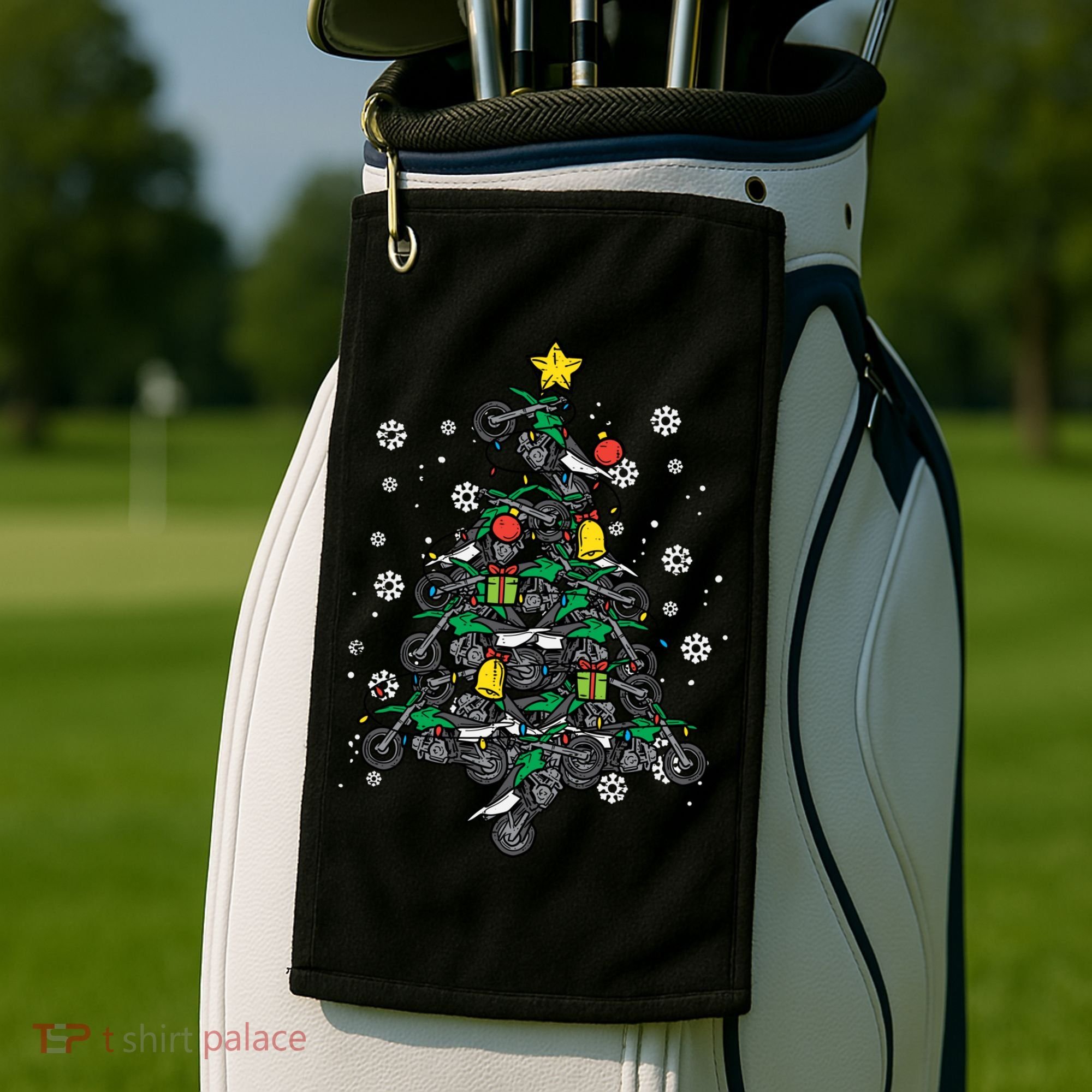Dirt Bikes Christmas Tree Xmas Pajamas Pjs Motocross Boy Great Gift Golf Towel