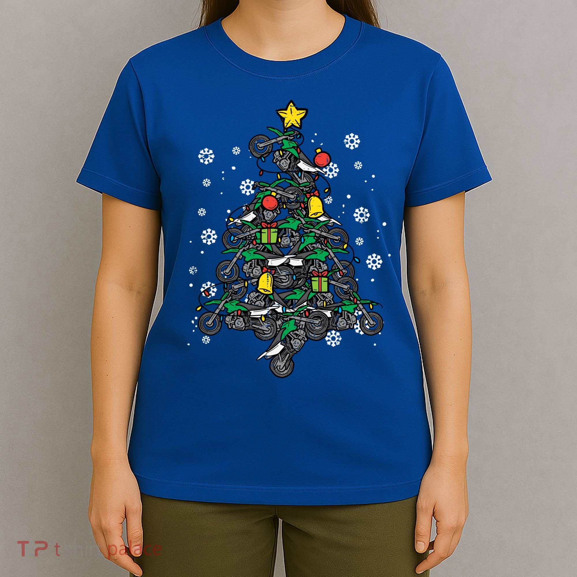 Dirt Bikes Christmas Tree Xmas Pajamas Pjs Motocross Boy Great Gift T-Shirt
