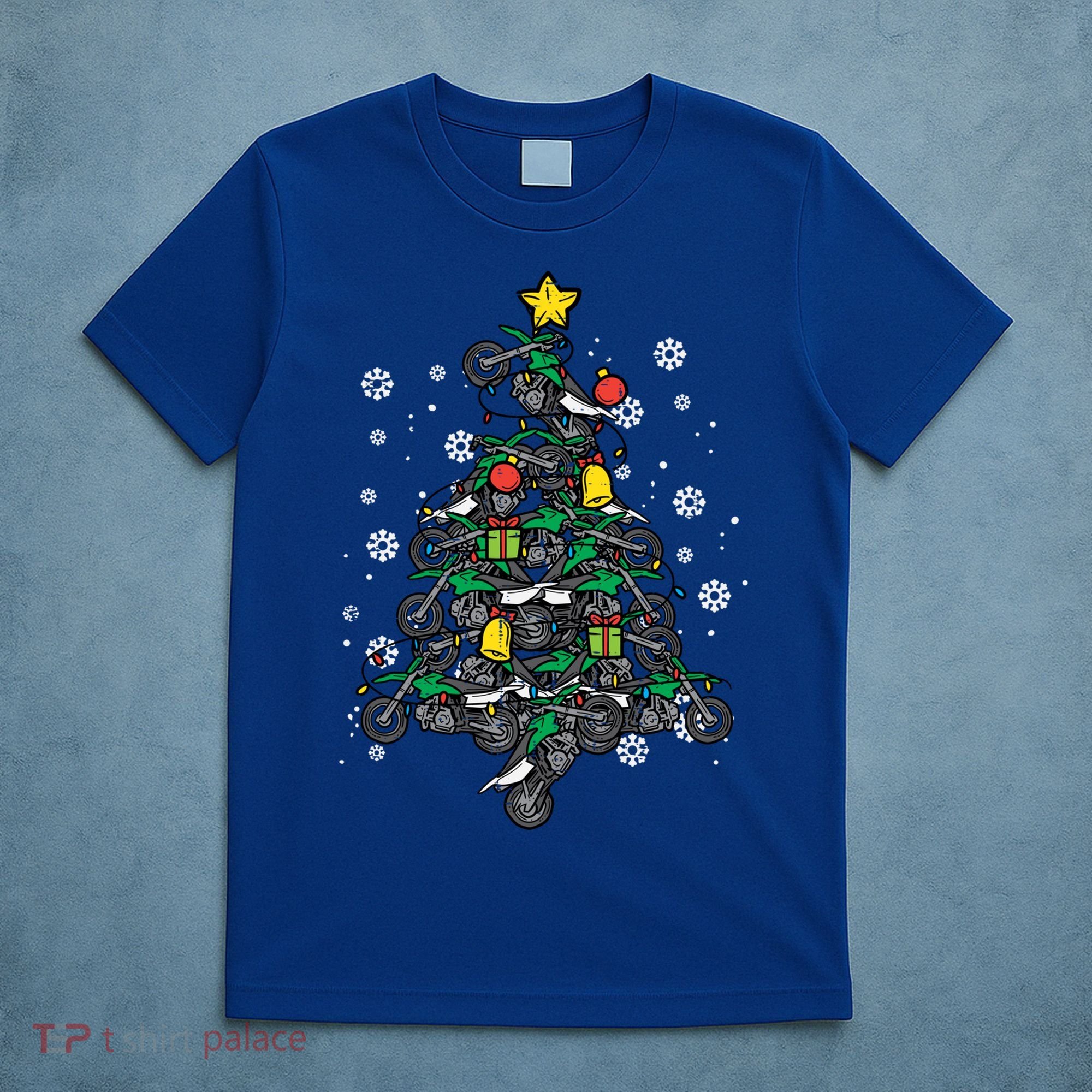 Dirt Bikes Christmas Tree Xmas Pajamas Pjs Motocross Boy Great Gift T-Shirt