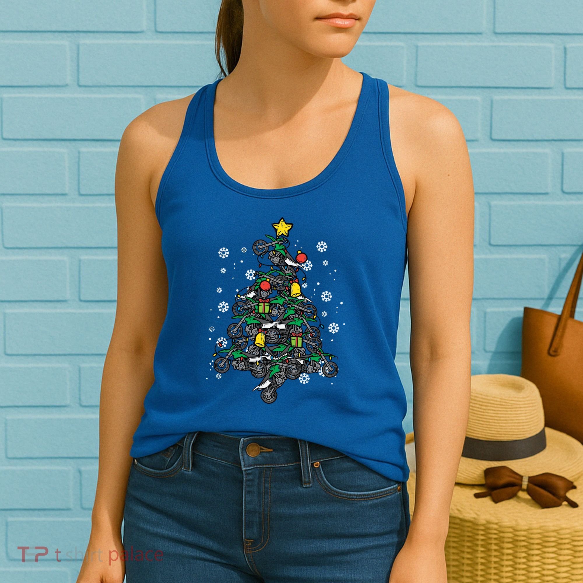 Dirt Bikes Christmas Tree Xmas Pajamas Pjs Motocross Boy Great Gift Women's Tank Top