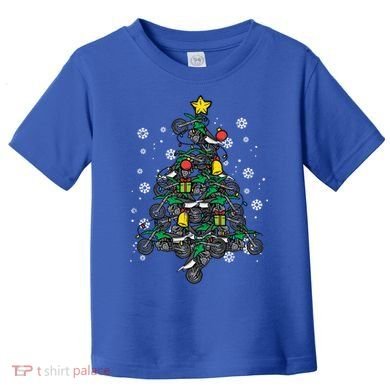 Dirt Bikes Christmas Tree Xmas Pajamas Pjs Motocross Boy Great Gift Toddler T-Shirt