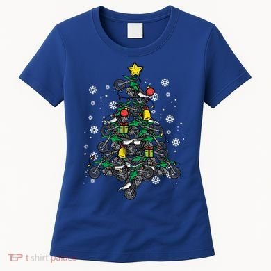 Dirt Bikes Christmas Tree Xmas Pajamas Pjs Motocross Boy Great Gift Women's T-Shirt