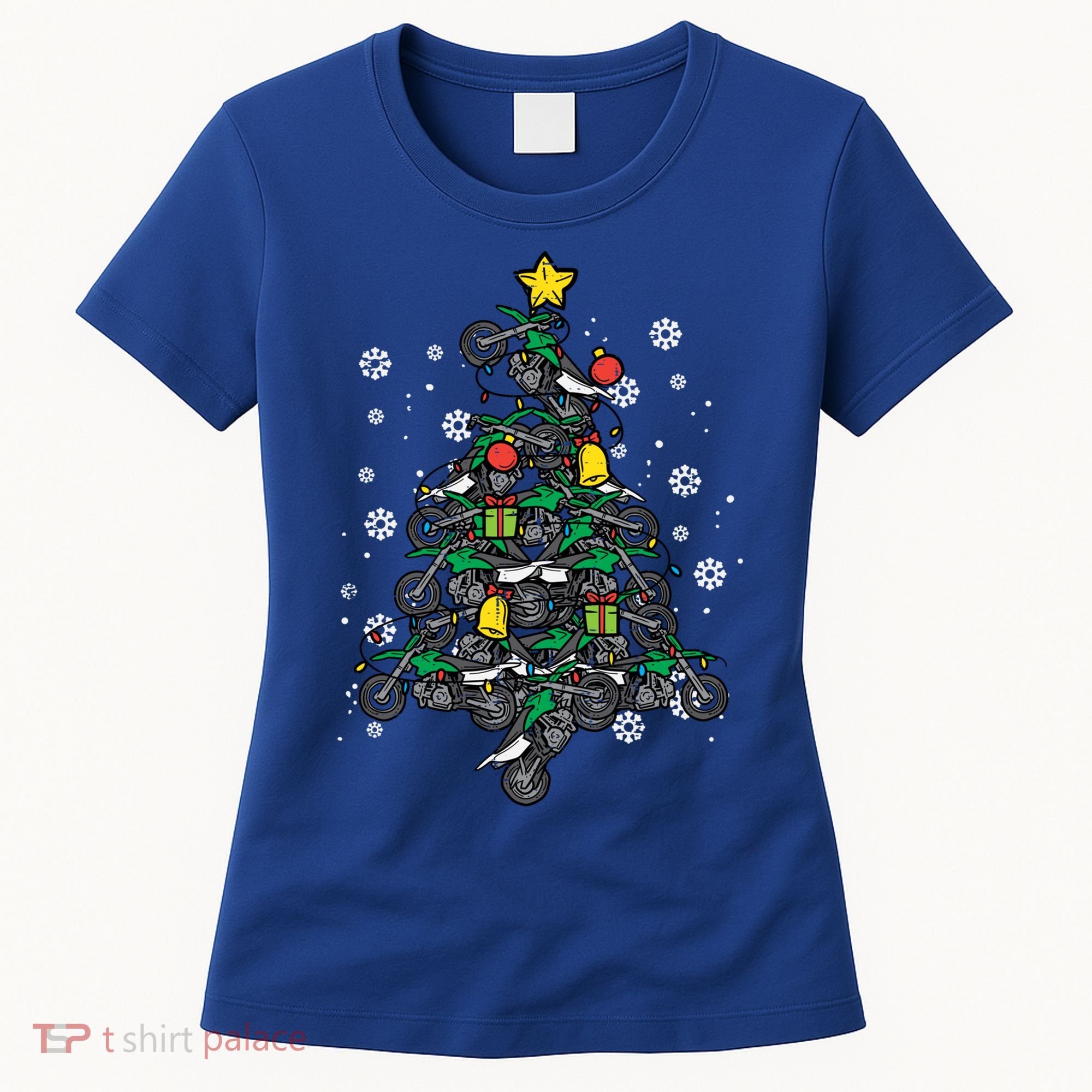 Dirt Bikes Christmas Tree Xmas Pajamas Pjs Motocross Boy Great Gift Women's T-Shirt
