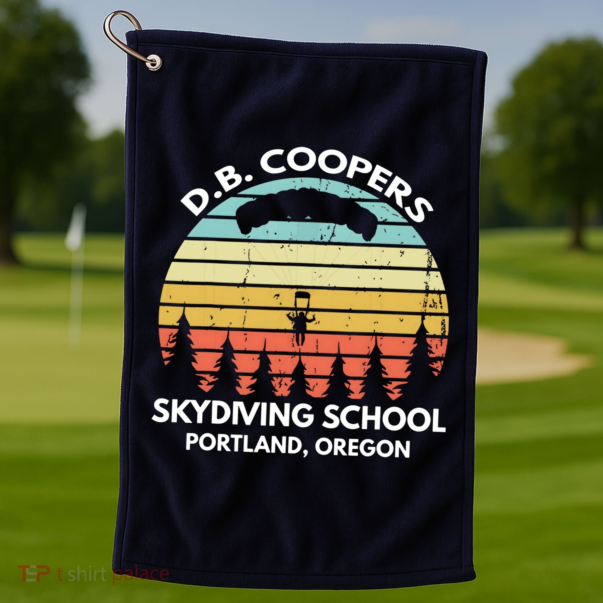 D. B. Coopers Skydiving School Portland, Oregon Funny Golf Towel