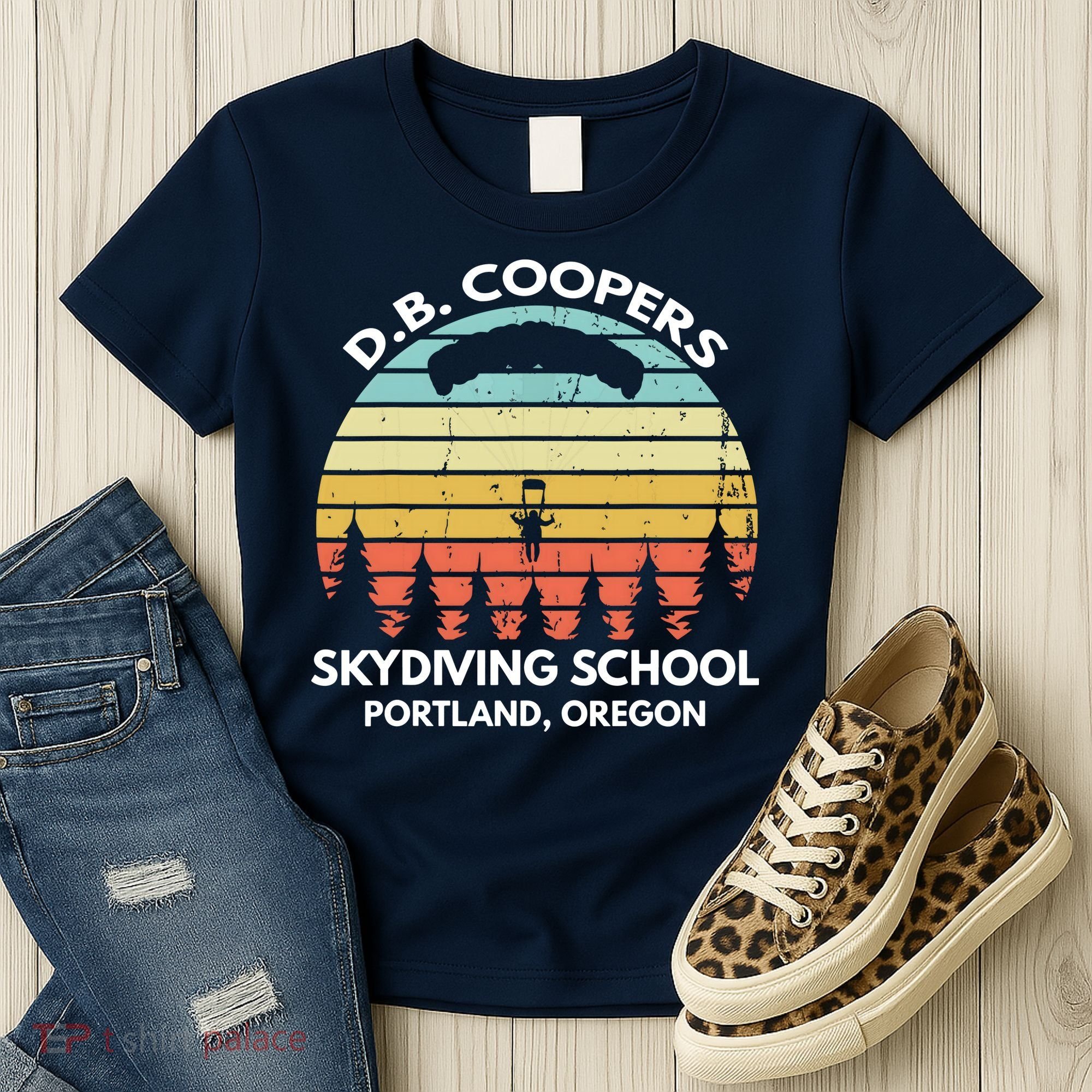 D. B. Coopers Skydiving School Portland, Oregon Funny Women's T-Shirt