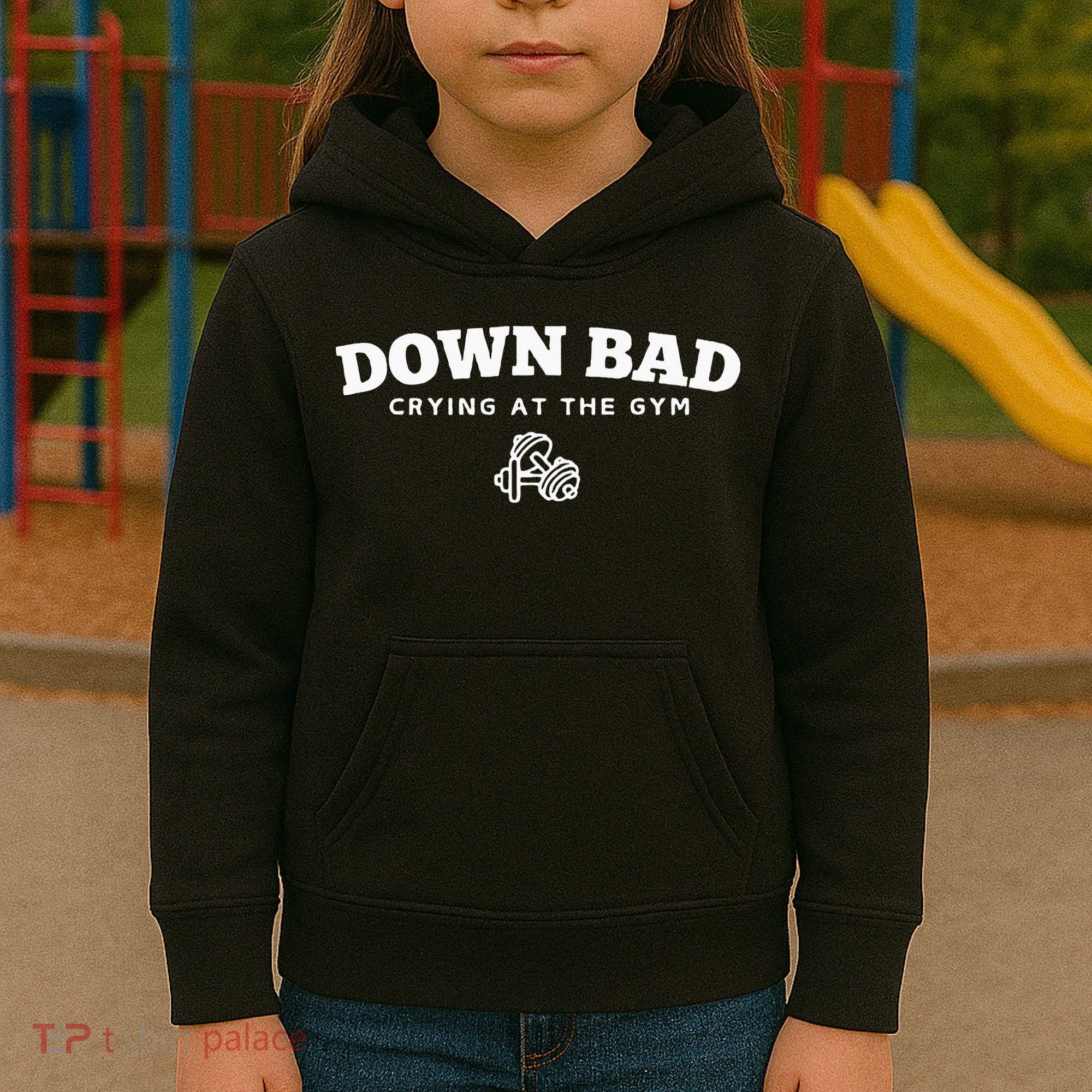 Down Bad Crying At The Gym Kids Hoodie