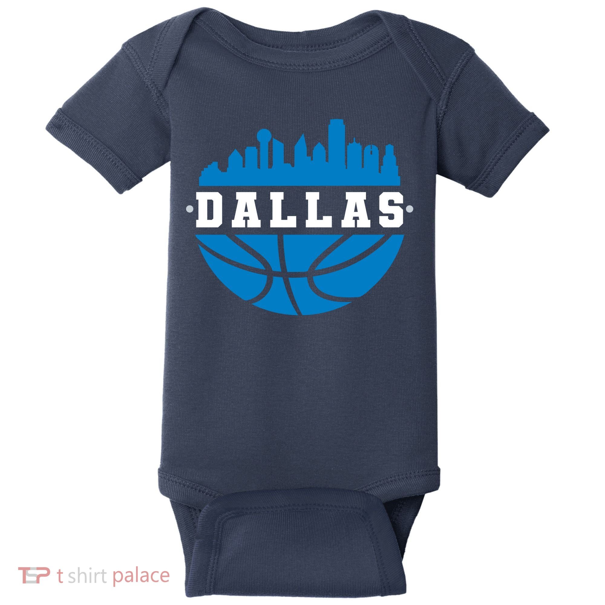 Dallas Basketball City Skyline Baby Bodysuit