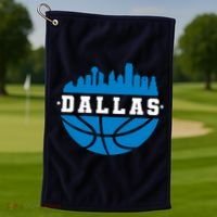 Dallas Basketball City Skyline Golf Towel thumb 1