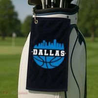 Dallas Basketball City Skyline Golf Towel thumb 2