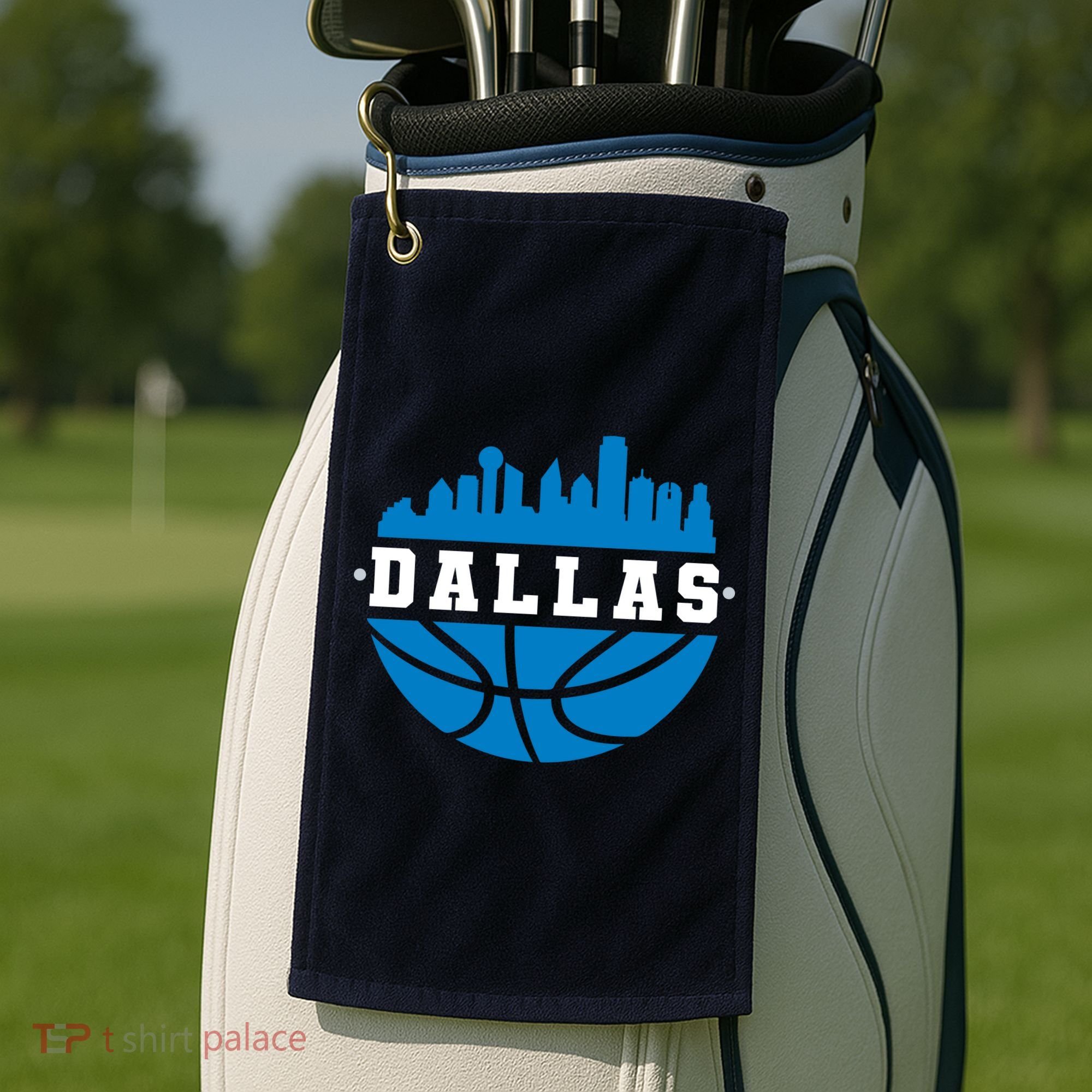 Dallas Basketball City Skyline Golf Towel