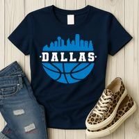 Dallas Basketball City Skyline Women's T-Shirt thumb 3