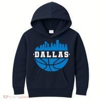 Dallas Basketball City Skyline Kids Hoodie thumb 0