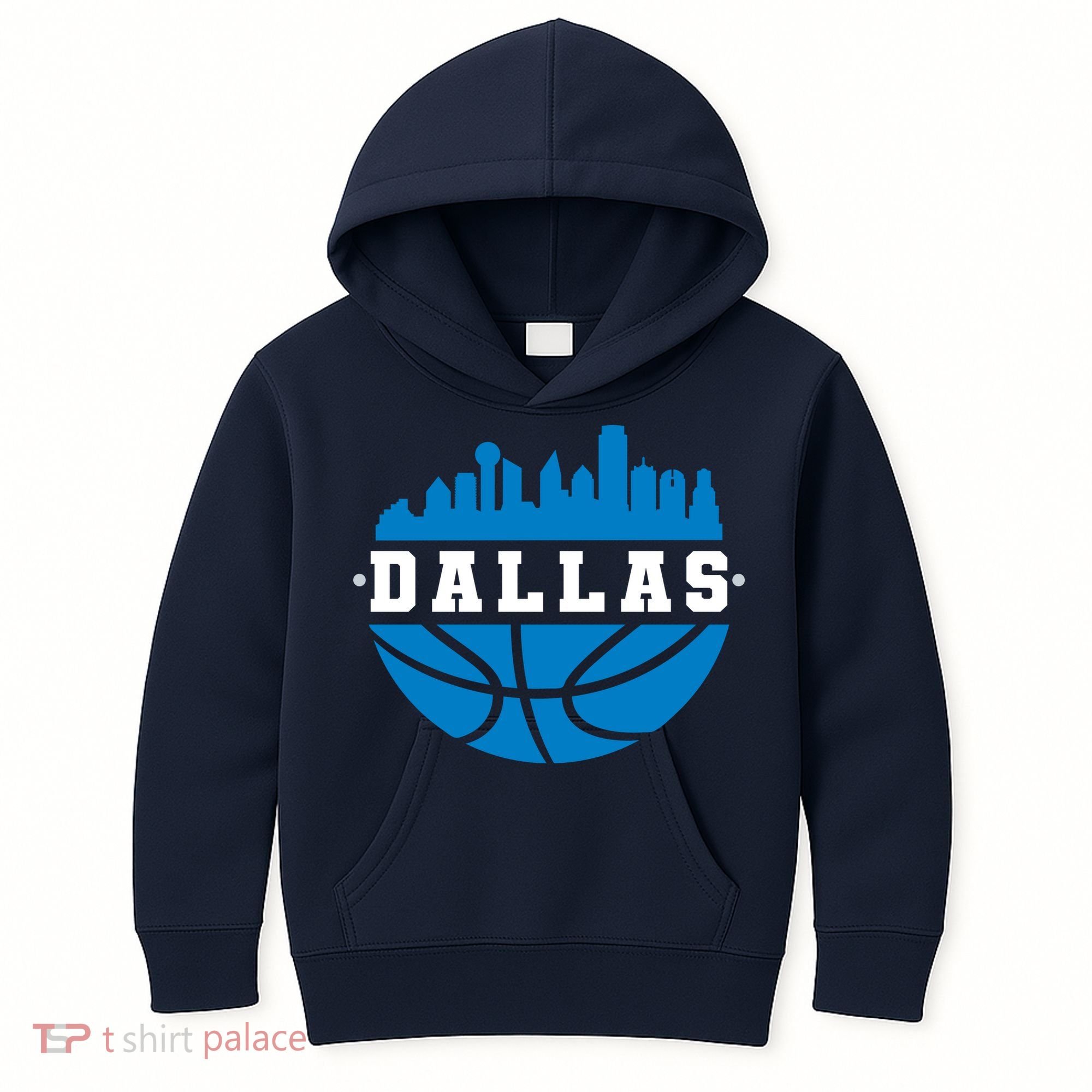 Dallas Basketball City Skyline Kids Hoodie
