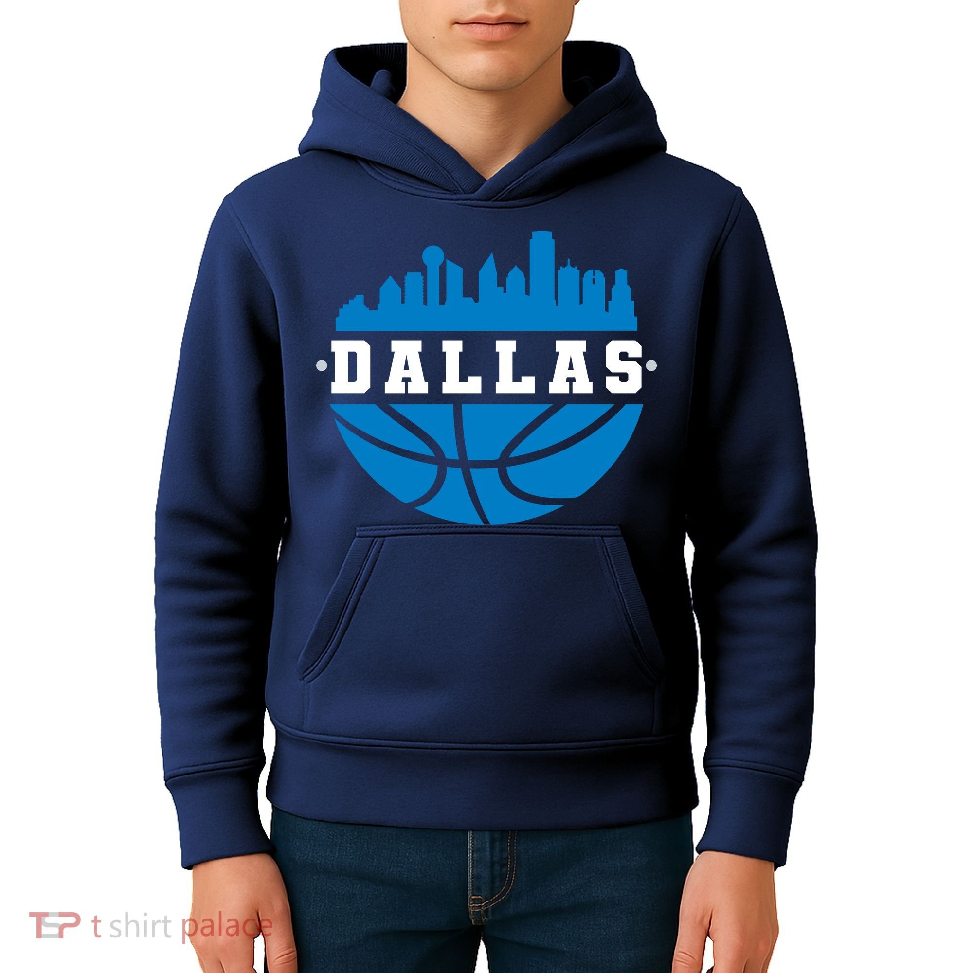 Dallas Basketball City Skyline Kids Hoodie