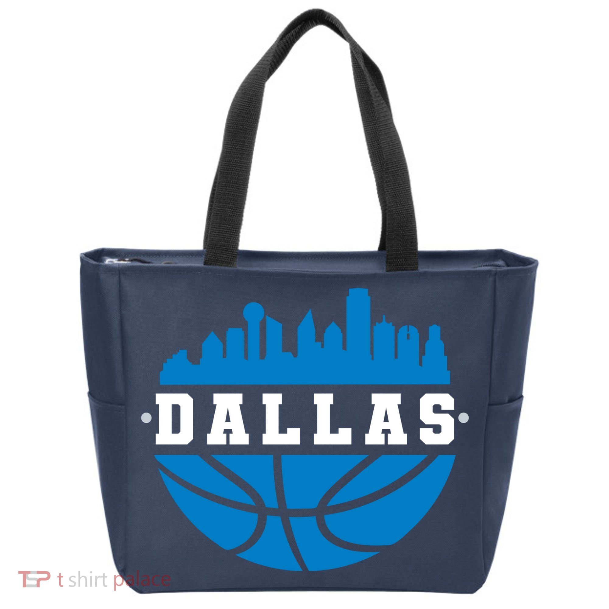 Dallas Basketball City Skyline Tote Bag
