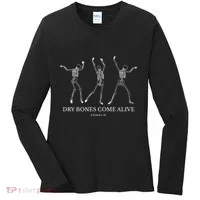 Dry Bones Come Alive Funny Skeleton Dancing Women's Long Sleeve Shirt thumb 0
