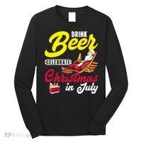 Drink Beer Celebrate Christmas In July, Summer Paradise Long Sleeve Shirt thumb 0