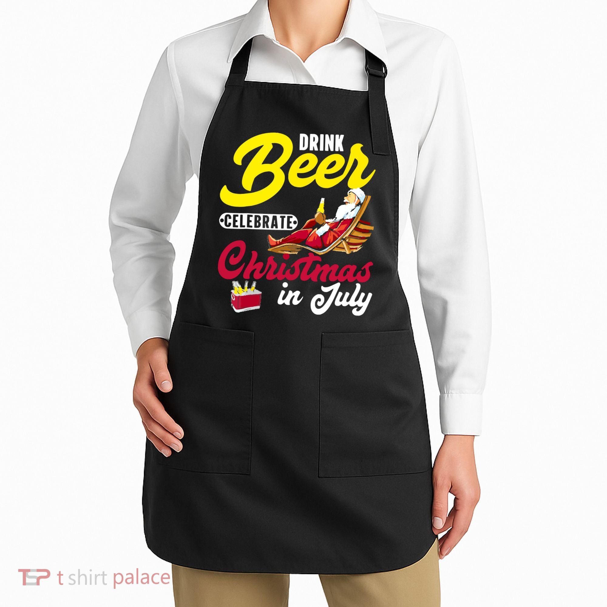 Drink Beer Celebrate Christmas In July, Summer Paradise Apron